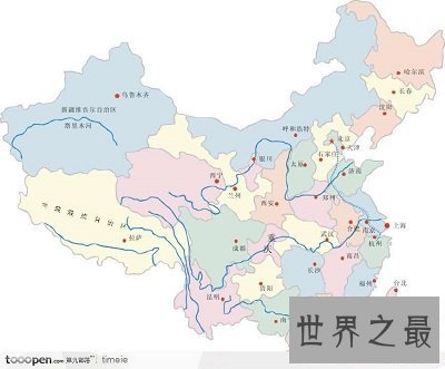 中国最偏远地区的中国省份地图