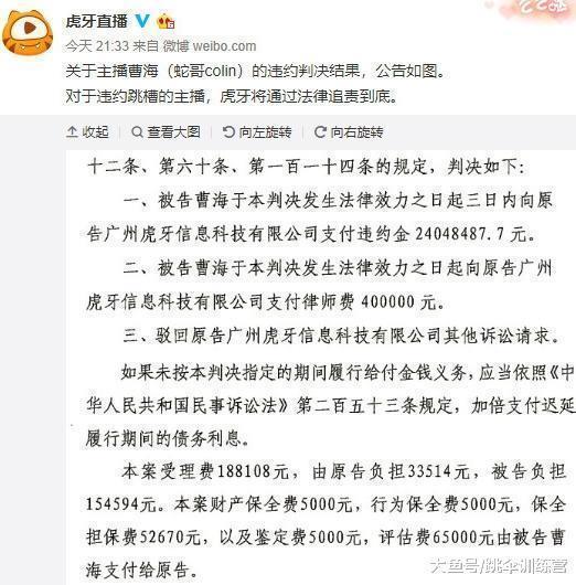 蛇哥凉凉, 虎牙2400万的索赔成功后, 他还能付的起4000万的赔偿吗